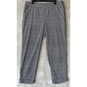 Chico's Pants Pockets 1 Ankle Black White Leopard Cheetah Print Boho 35x28